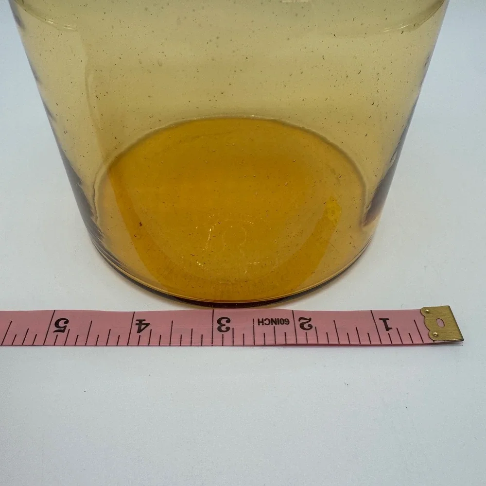 Vintage Takahashi Amber Glass Apothecary Jar Daisy Lid Hand Blown 7x4.5